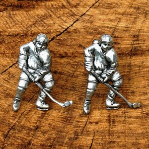 Ice Hockey Player Cufflinks Pewter UK Handmade Fathers Day Gift 195 cu image 2