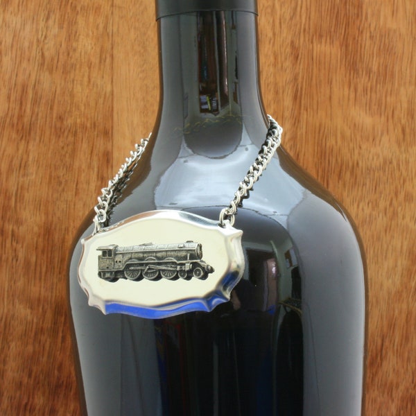 Dampflokomotive Weinflasche Etikett Spirit Flasche Dekanter Etikett Geschenkidee Eisenbahn Zug Wein Geschenk