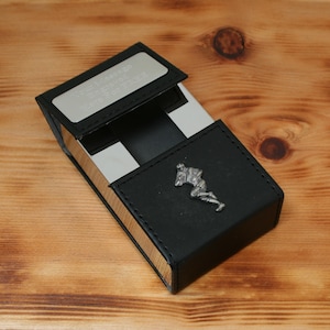 Traditional Sports Cigarette Case Black Magnetic Closure Free Engraving Football Golf Cricket Gift cb