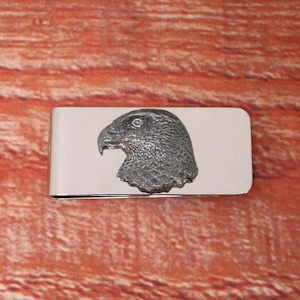 Clip para billetes de metal con diseño de aves rapaces para hombre, grabado gratis, águila halcón, águila pescadora, regalo para el Día del Padre.