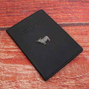 Scottish Icons Real Leather Passport Case Black RFID Travel Case Burns Thistle Piper Father&#39;s Day Father&#39;s Day Gift pp
