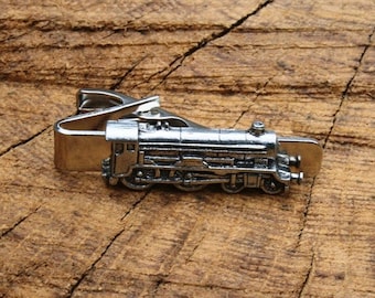 Steam Train Locomotive Tie Clip Tack Slide Bar UK Handmade Steam Train Fathers Day Gift 351 ti