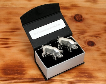 Farm Pig Cufflinks Pewter UK Handmade Farming Birthday Gift 272 cu