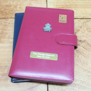 Trains and Railways 5 Year Diary Organiser Journal Blue Or Red Personalised Free Engraving Flying Scotsman Steam Train Father&#39;s Day Gift 5y