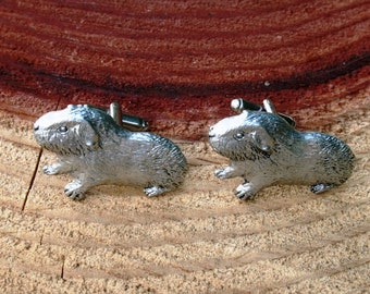 Guinea Pig Cufflinks Pewter UK Handmade in Fathers Day Gift Box Nature Gift 170 cu