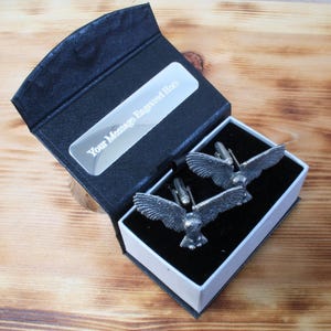 Owl Cufflinks Pewter UK Handmade Bird Of Prey Father&#39;s Day Gift cu