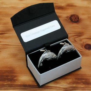 Rainbow Trout Cufflinks Pewter UK Handmade Fish Fishing Father&#39;s Day Gift cu