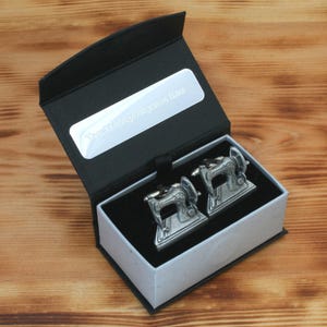 Sewing Machine Cufflinks Pewter UK Handmade Father&#39;s Day Gift 514 cu