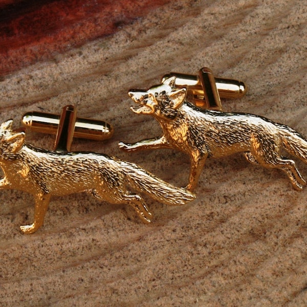 Fox Running Gold Plated Cufflinks UK Handmade Ideal Hunting  Gift 142