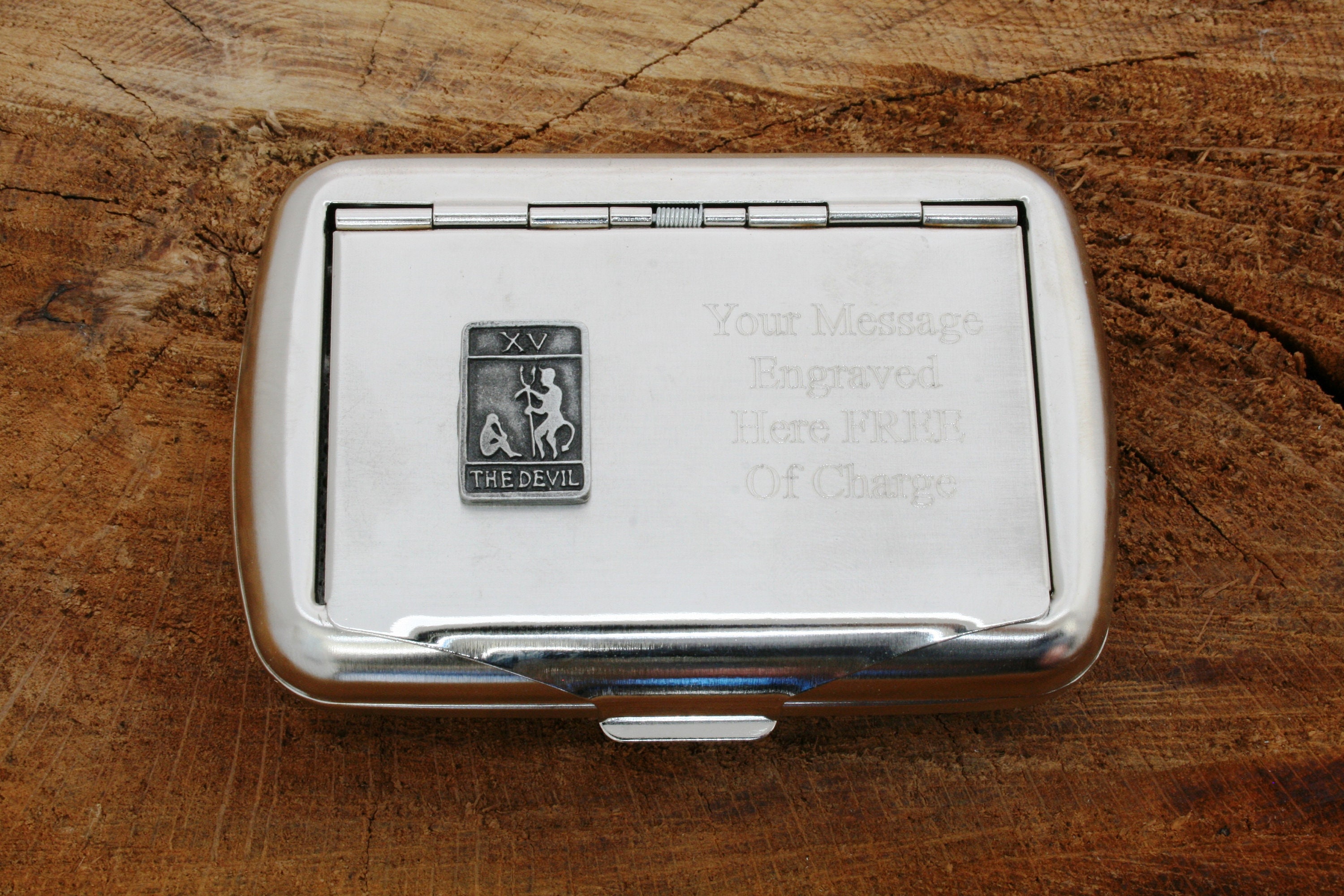 personalised tobacco tin The Devil Tarot Card Hand Rolling Tobacco Cigarette Tin Personalised Free  Engraving Birthday Gift 506 Tck