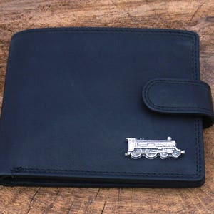 Cartera de cuero de tren de vapor Cartera de cuero marrón o negro para maquinista Regalo para el Día del Padre 351 wch