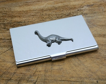 Dinosaurs Metal Business Credit Card Holder With Personalised Free Engraving Birthday Gift T Rex Diplodocus Stegosaurus Birthday Gift mch