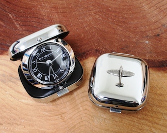 Spitfire Flip Up Alarm Clock Portable Quartz RAF Pilot Father's Day Gift 342 ac