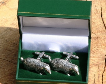 Badger Cufflinks Pewter UK Handmade Fathers Day Gift cu