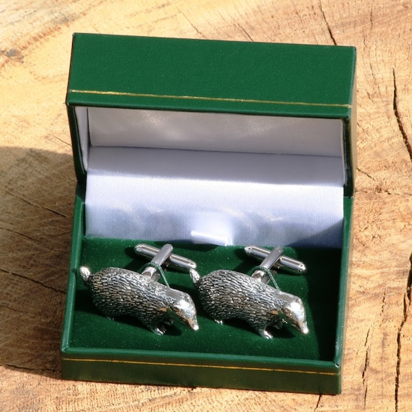 Badger Cufflinks Pewter UK Handmade Fathers Day Gift cu