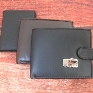 Cartera de cuero para servicios de emergencia, color negro y marrón, o tarjetero, para hombre, policía, bomberos, enfermeras, ambulancias, regalo para el Día del Padre