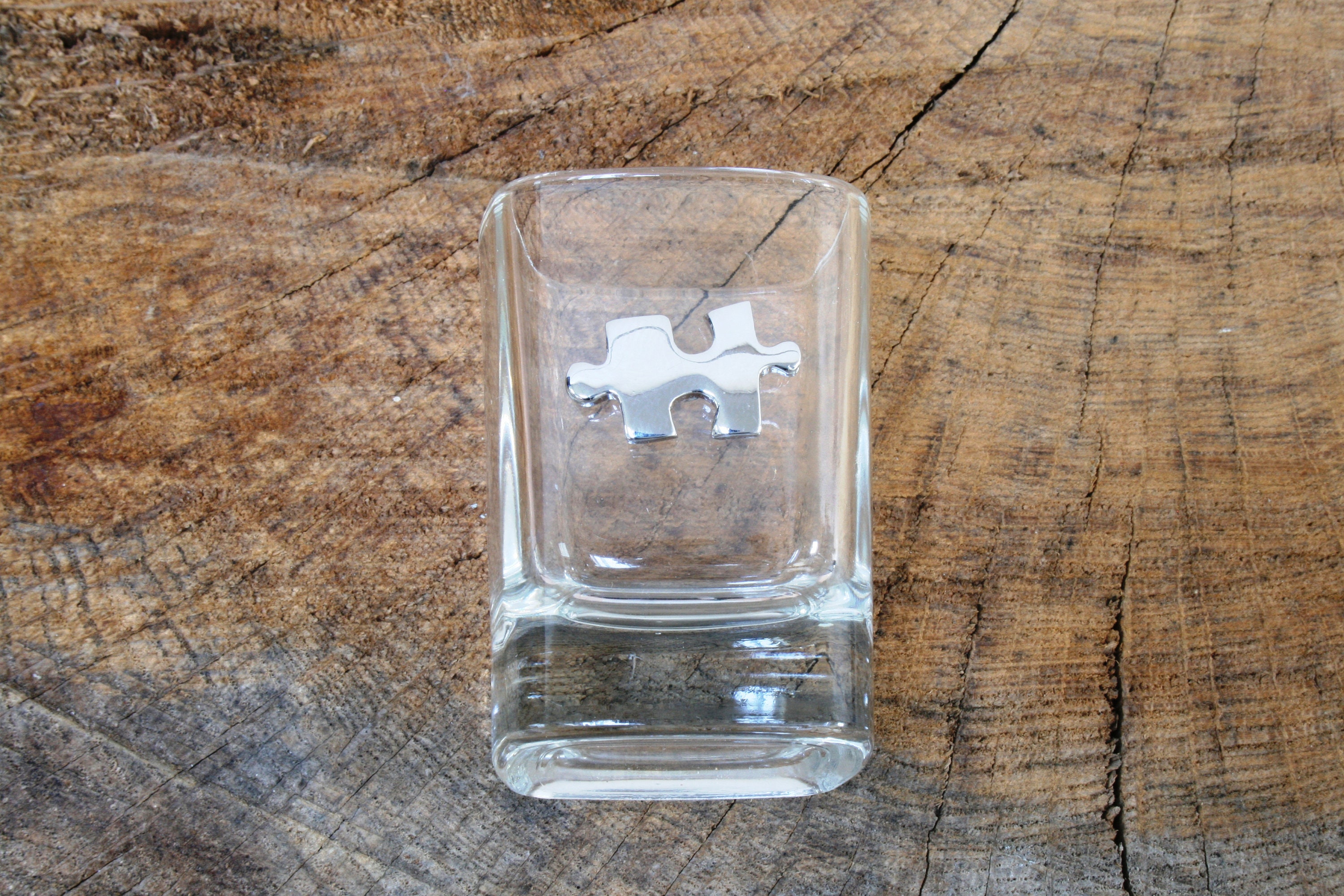 Jigsaw Design Pair Of Shot Glasses Crystal Puzzle Gift 456 Etsy