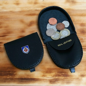 Monedero de los Regimientos Galeses, de cuero negro o marrón, tipo monedero, regalo militar.