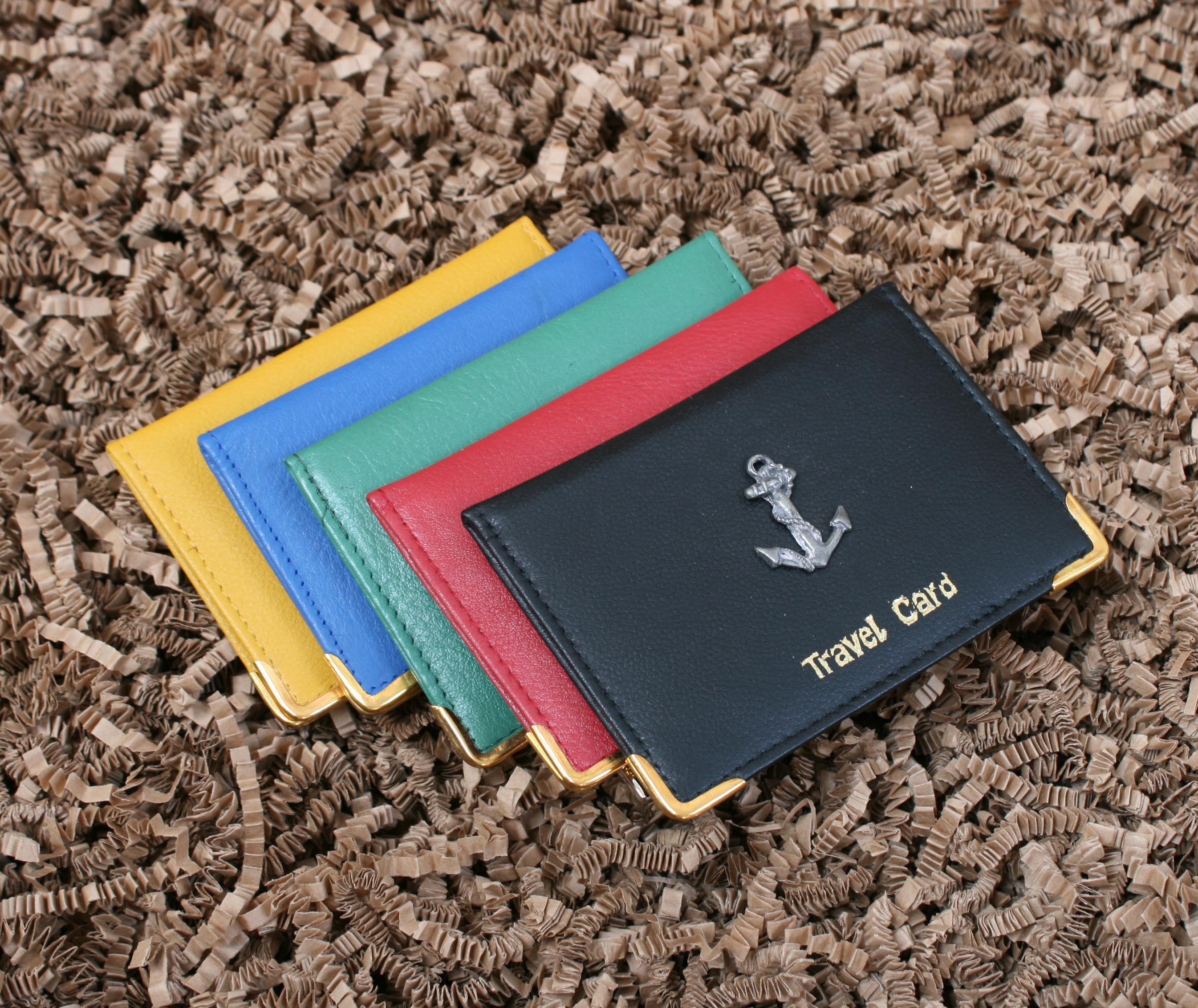 Pirates Bus & Train Pass Wallet ID Holder In Black Leather Ship Cannon Skull Gift Op - View #11