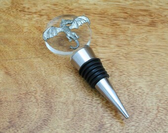 Mythology & Fantasy Wine Stopper Glass and Steel Whiskey Bottle Stopper Cork Dragon Alien Unicorn Birthday Gift wc