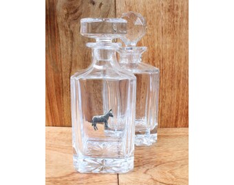 Farmyard Animals Cut Glass Whiskey Decanter With Golf Ball Or Square Style Stopper Cow Pig Sheep Gift wd