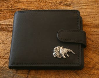 Cartera de piel de spaniel y faisán, marrón o negra, para caza, regalo de cumpleaños y Navidad, 338 wch