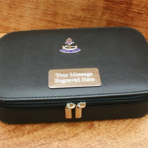 Royal Navy Regiments Travel Jewellery Box Pierścienie Przechowywanie Spersonalizowane Darmowe grawerowanie Wojskowy Prezent na Dzień Ojca tj
