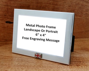 Great British Icons Photo Frame Metal 6x4" L or P Free engraving   London Bus Taxi Post Box Christmas Gift mf