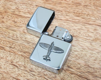 Encendedor de gasolina a prueba de viento de avión submarino Spitfire de la Segunda Guerra Mundial con grabado gratuito, regalo de cumpleaños de piloto de aviación de la RAF, 342 ls
