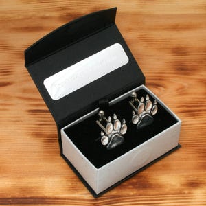 Coyote Dog Paw Cufflinks Pewter UK Handmade Werewolf Pet Dog Father&#39;s Day Gift 401 cu