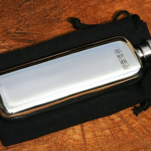 Ladies English Pewter Narrow Hip Flask Personalised Father&#39;s Day Gift