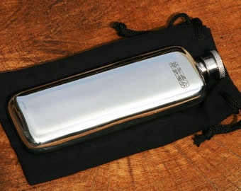 Ladies English Pewter Narrow Hip Flask Personalised Father&#39;s Day Gift