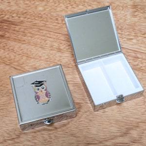 Law & Justice Pill Mint Trinket Box With Mirror Square Chinook Apache Tour Father's Day Gift pb