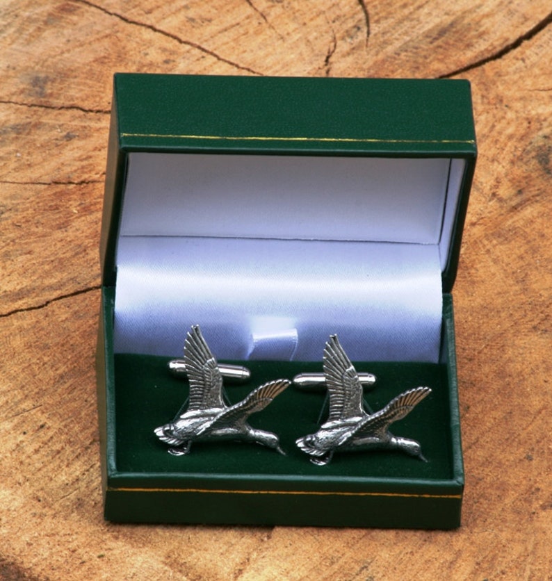 Boutons De Manchette Vintage Canard Et Fusils Croisés SWANK - Années 1950, Occasion En Bon état