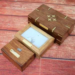 Marine Sealife Wooden Jewellery Memory Keepsake Boxes With Personalised Free Engraving  Octopus Turtle Fish Father&#39;s Day Gift jb