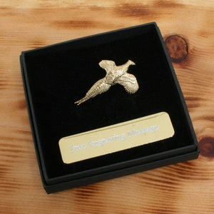 Pheasant Gold Plated Pin Lapel Badge Game Shooting Country Birthday Gift Personalised Box