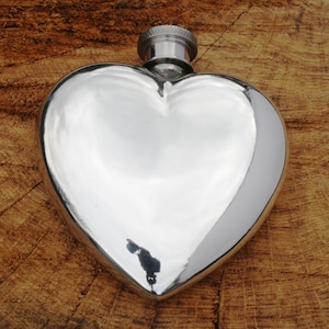 Heart Style English Pewter 3 Oz Hip Flask Personalised engraving  Ladies Father&#39;s Day Gift