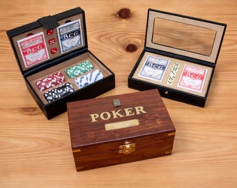 Poker Sets & Cards 3 Options Hearts Spades Clubs Spades Flush Free Engraving Gift