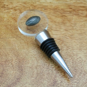 Rugby Ball Glass and Metal Red Wine or Whisky bottle stopper cork Sports Father's Day Gift wc