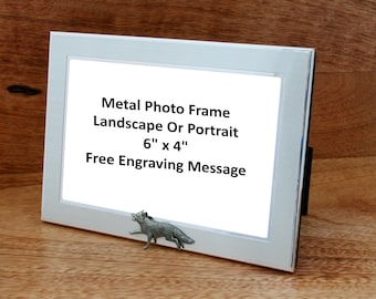 Hunting Photo Frame Metal 6x4" L or P Free engraving   Horse Fox Pointer Horn Christmas Gift mf