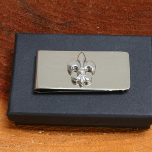 Prendedor de dinheiro Fleur De Lys gravado para homens, presente de aniversário da realeza para o dia dos pais 466
