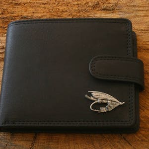 Angeln Fliegenleder Geldbörse Braun oder Schwarz Leder Angeln Vatertag Vatertag Geschenk 130 wch