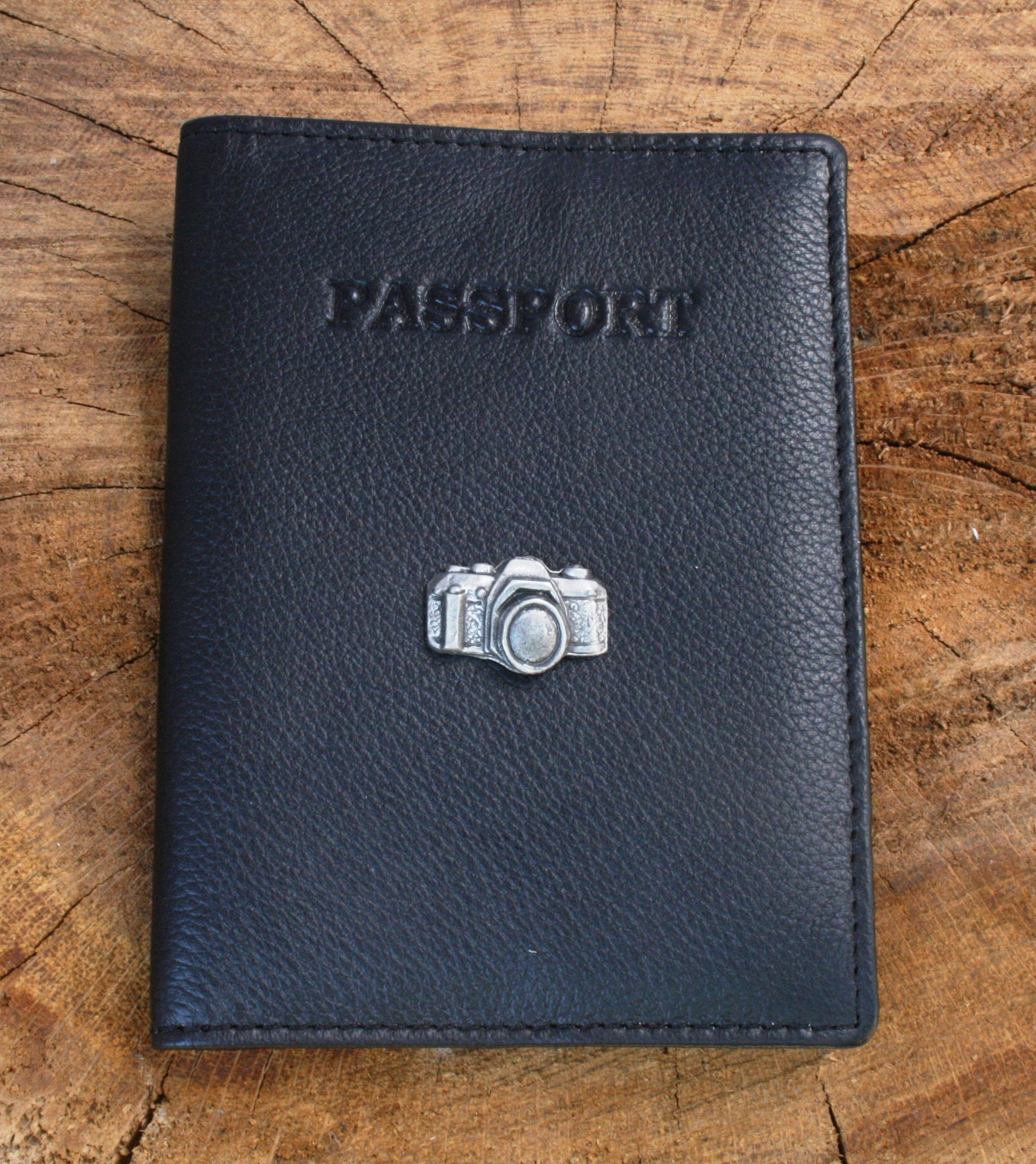 Scottish Thistle Real Leather Passport Holder Black Or Burgundy RFID 