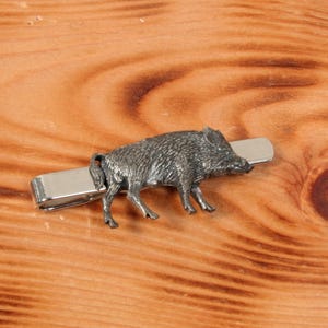 Wild Hog Boar Tie Clip Tack Slide Bar UK Handmade Hunting Father&#39;s Day Gift 035 ti