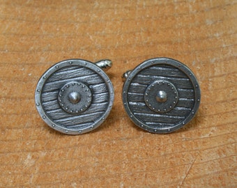 Viking Shield Cufflinks Pewter UK Handmade Fathers Day Gift 513 cu