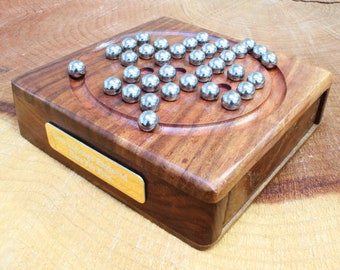 Wooden Solitaire Set With Steel Balls Ideal Home Pub Father&#39;s Day Gift With Personalised Free Engraving so