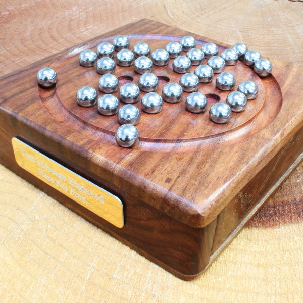 Wooden Solitaire Set With Steel Balls Ideal Home Pub Fathers Day Gift With Free Engraving so