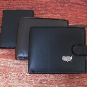 Country Outlines Portefeuille en cuir noir et marron ou porte-cartes Homme France Grande-Bretagne Etats-Unis Fête des Pères Cadeau Fête des Pères