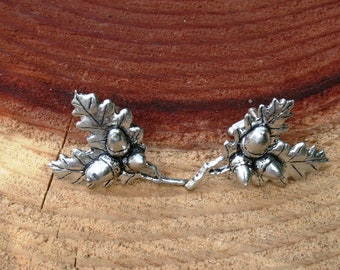 Oak Leaf Cufflinks Pewter UK Handmade in Fathers Day Gift Box Occupational Gift 247 cu