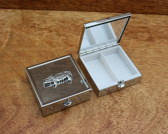 Caja de baratijas con espejo cuadrado, diseño de animales de carnicero, con forma de vaca, cerdo y oveja, regalo de cumpleaños